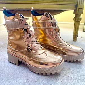 Rose Gold Combat Boots NIB